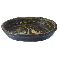 American Folk Art Papier Mâché Oval Dish