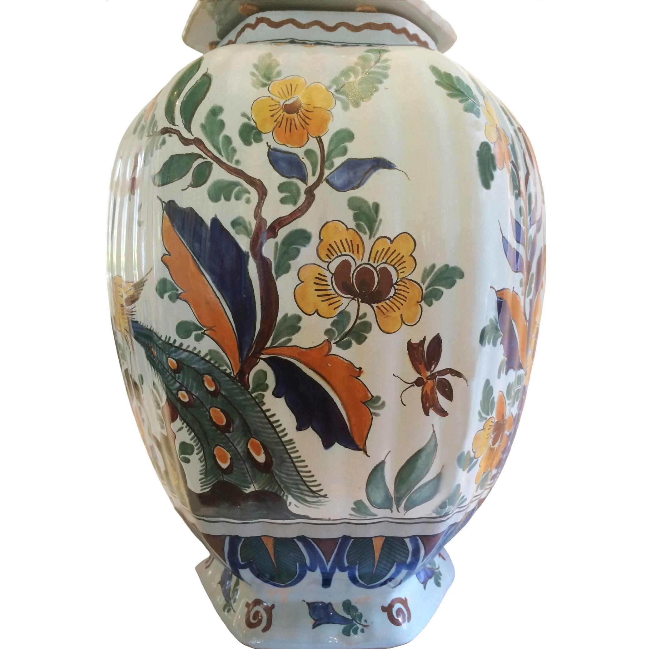 Dutch 19th Century Delft Covered Urn For Sale