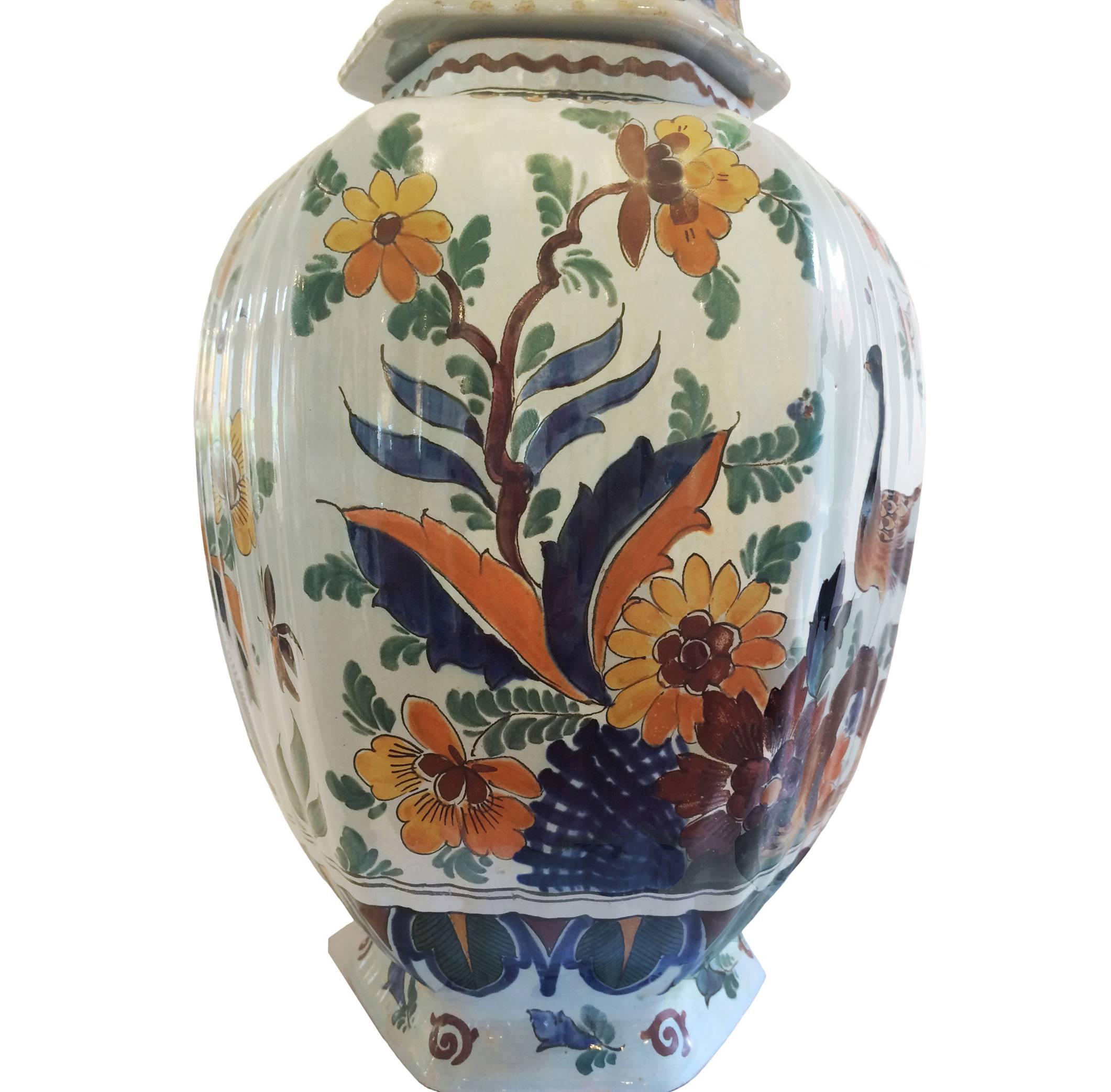 19th Century Delft Covered Urn In Excellent Condition For Sale In Montecito, CA