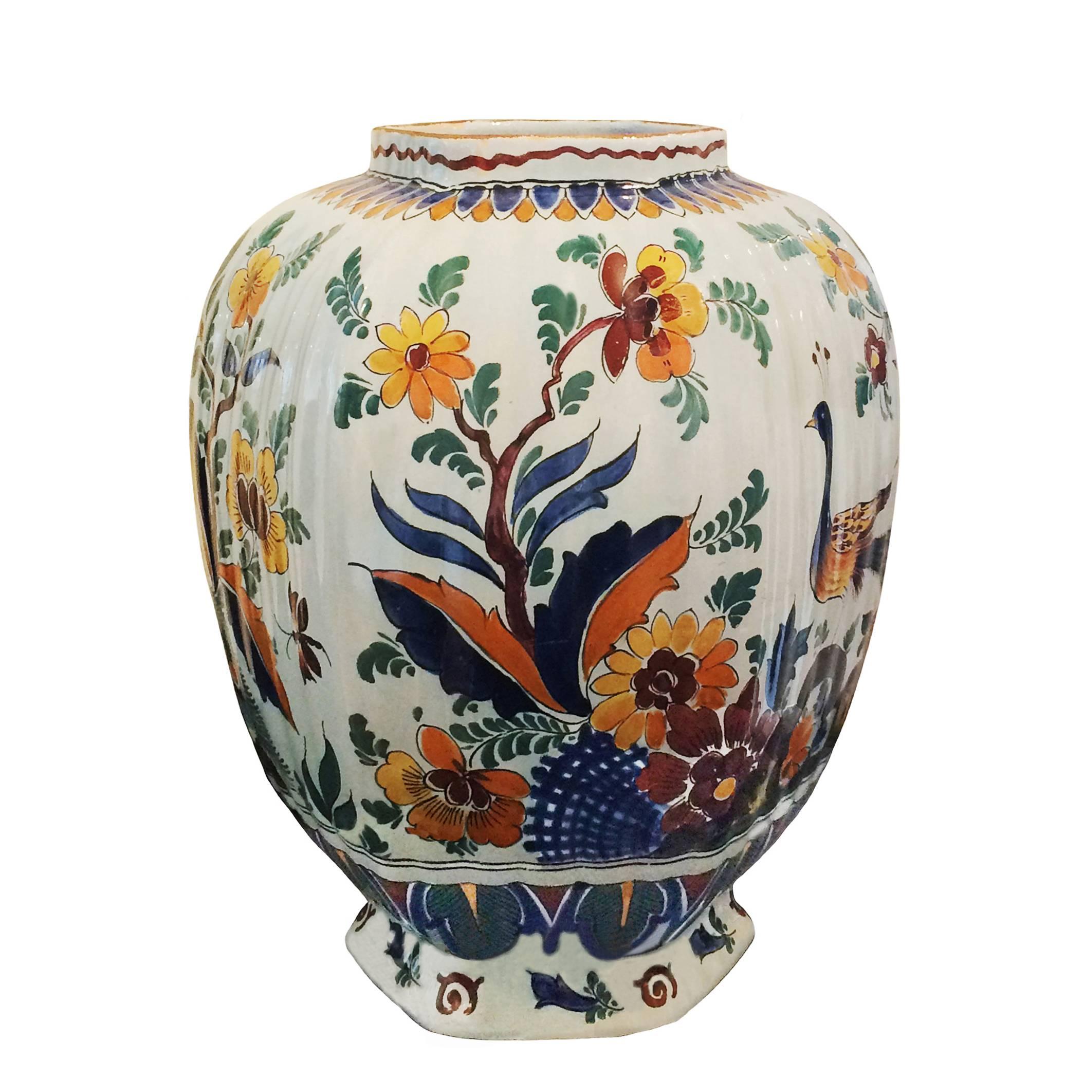 Faience 19th Century Delft Covered Urn For Sale