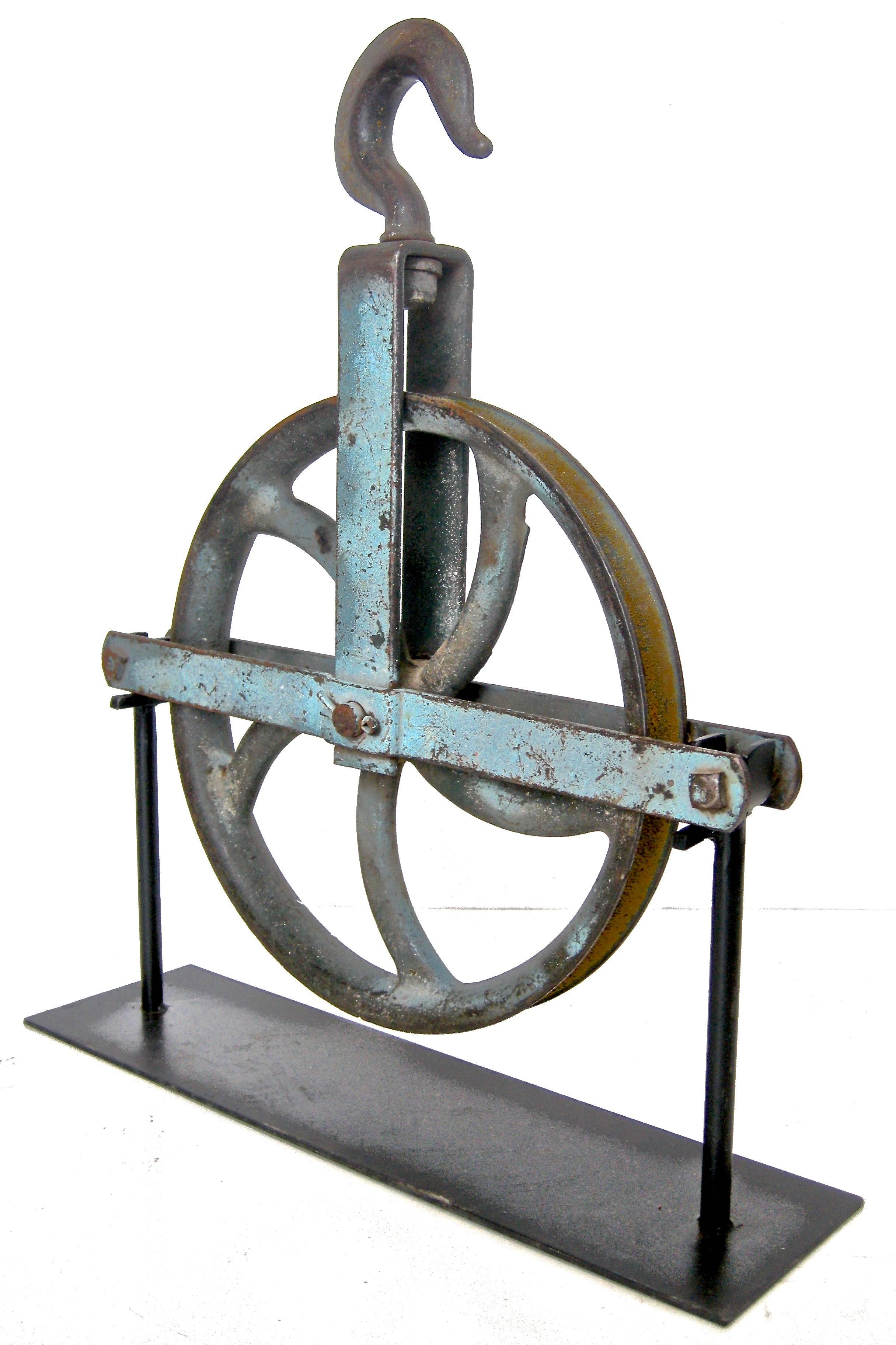 Blue and Yellow Industrial Pulley For Sale 1