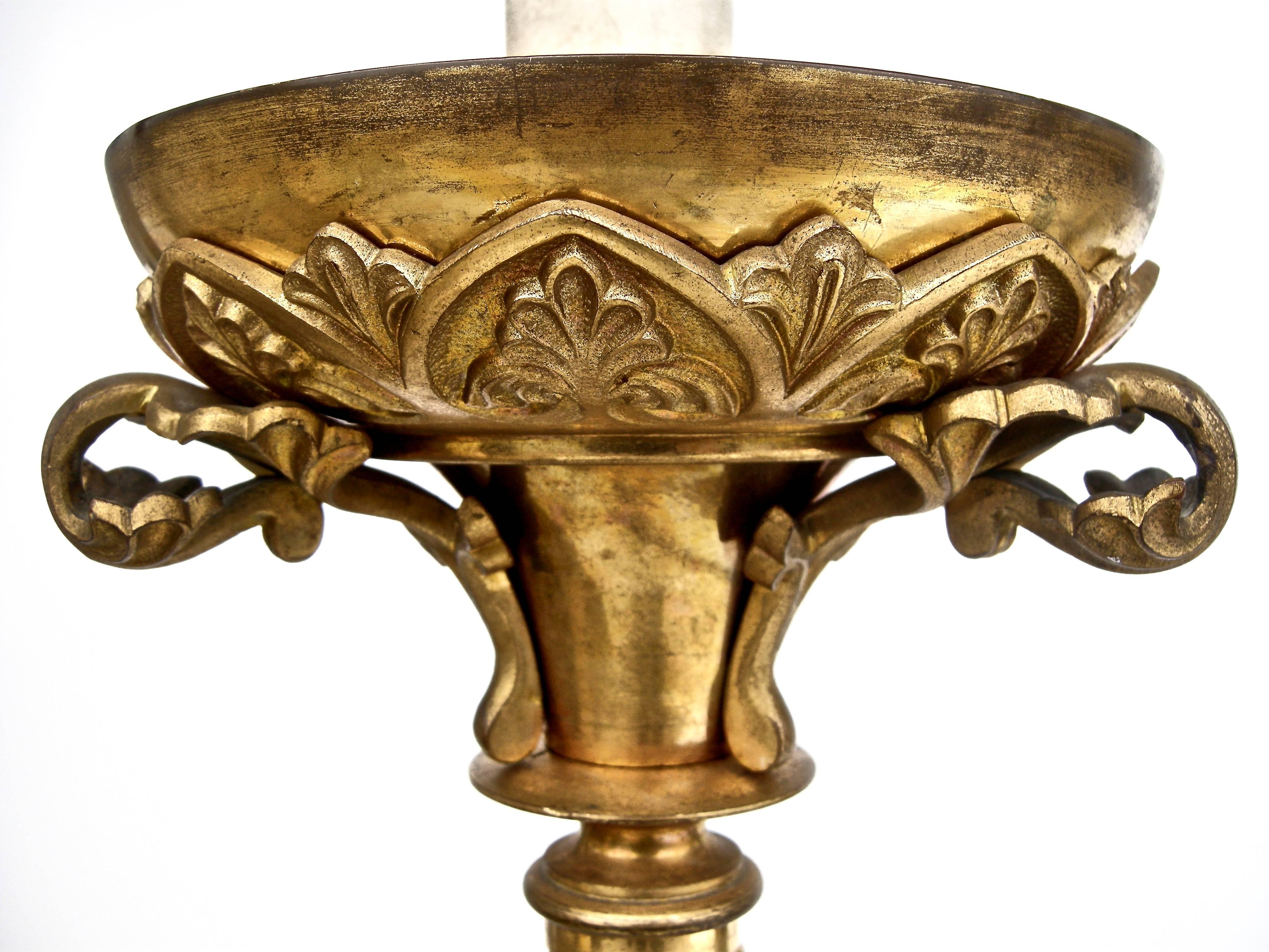Rococo Pair of Gilt Bronze Pillar Lights For Sale