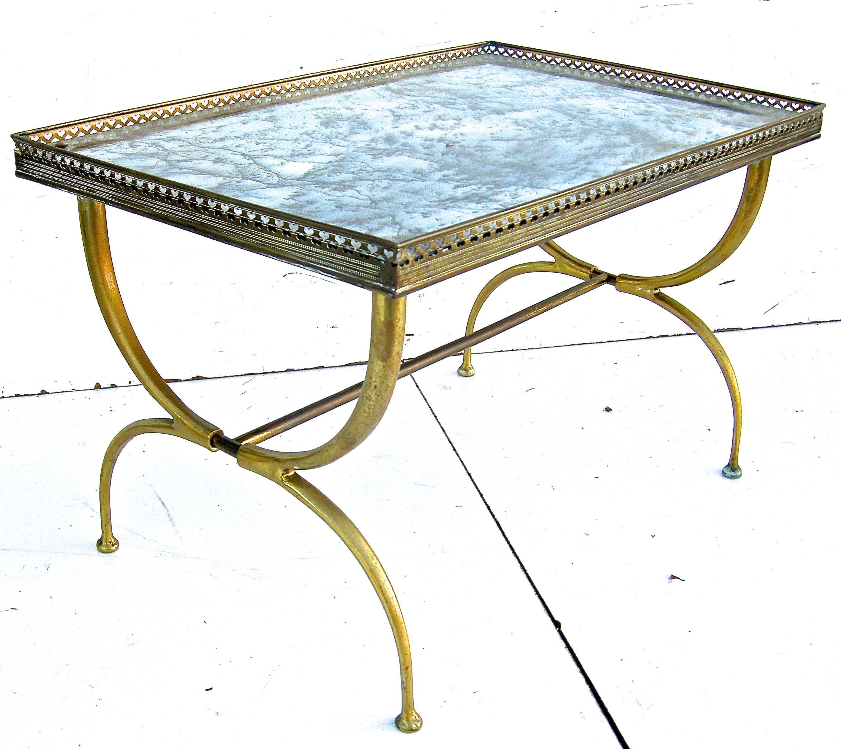 Brass Italian Mirrored Coffee Table