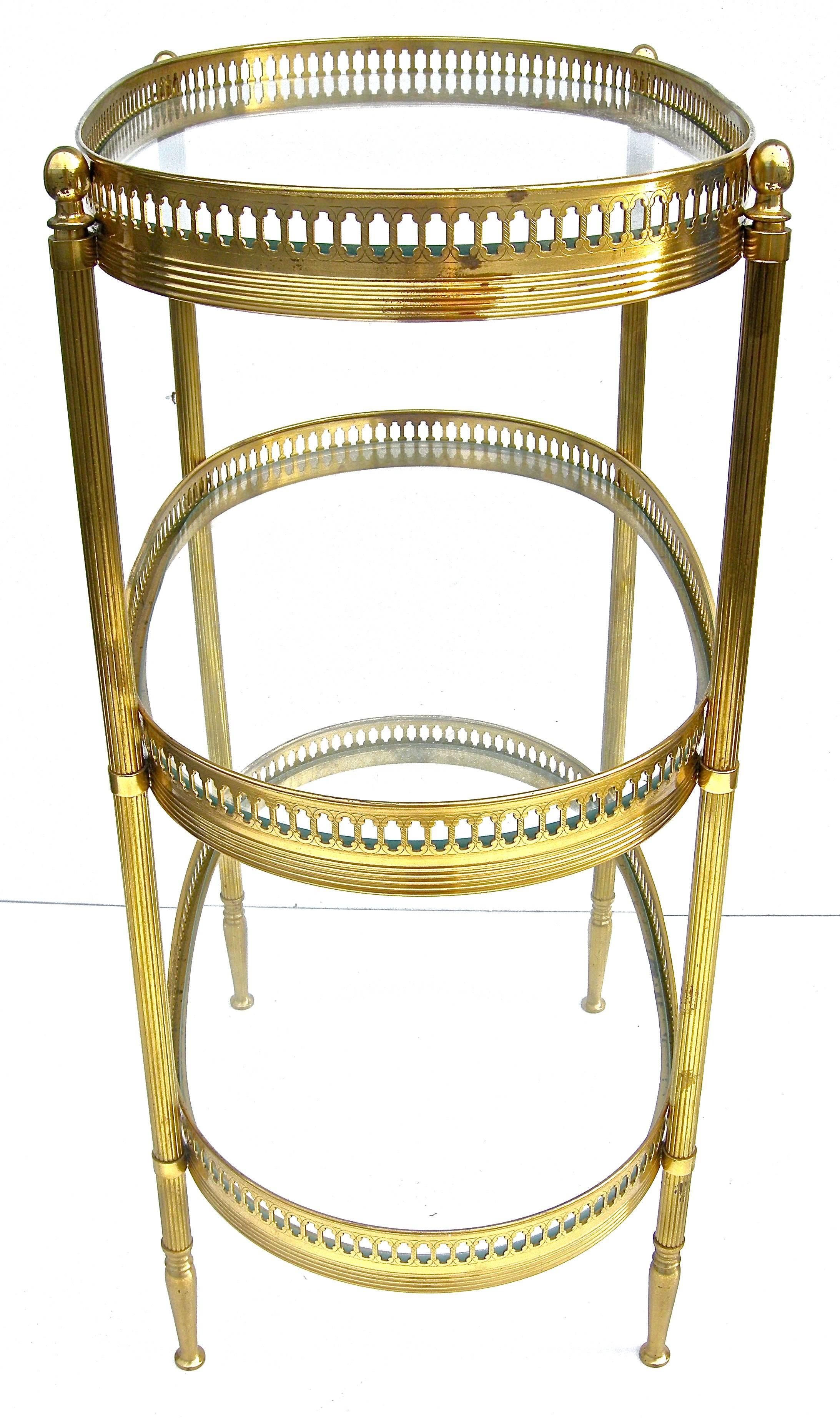 Late 20th Century Diminutive Jansen-Style Three-Tier Side Table For Sale