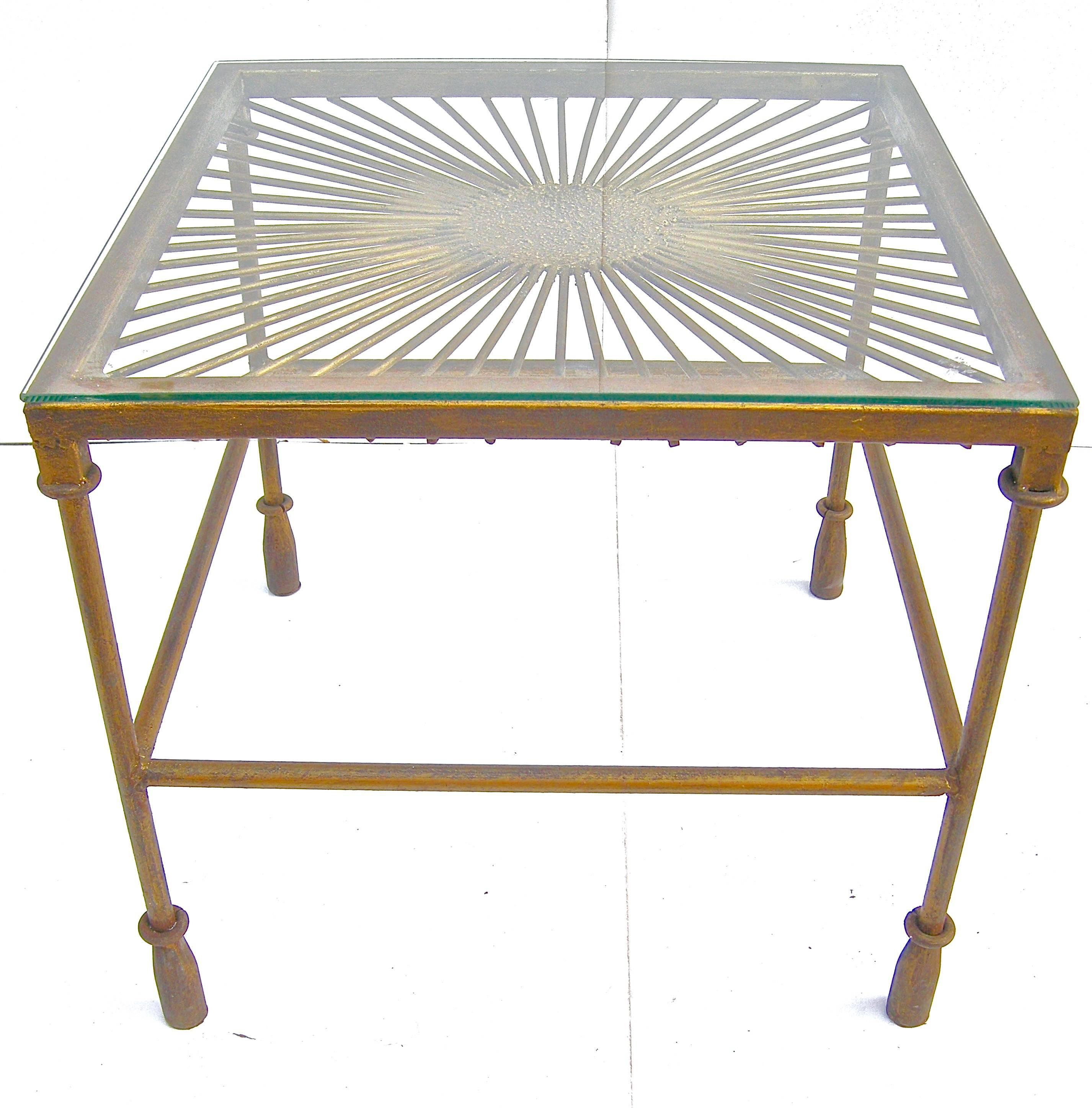 Bronzed French Brutalist Side Table For Sale