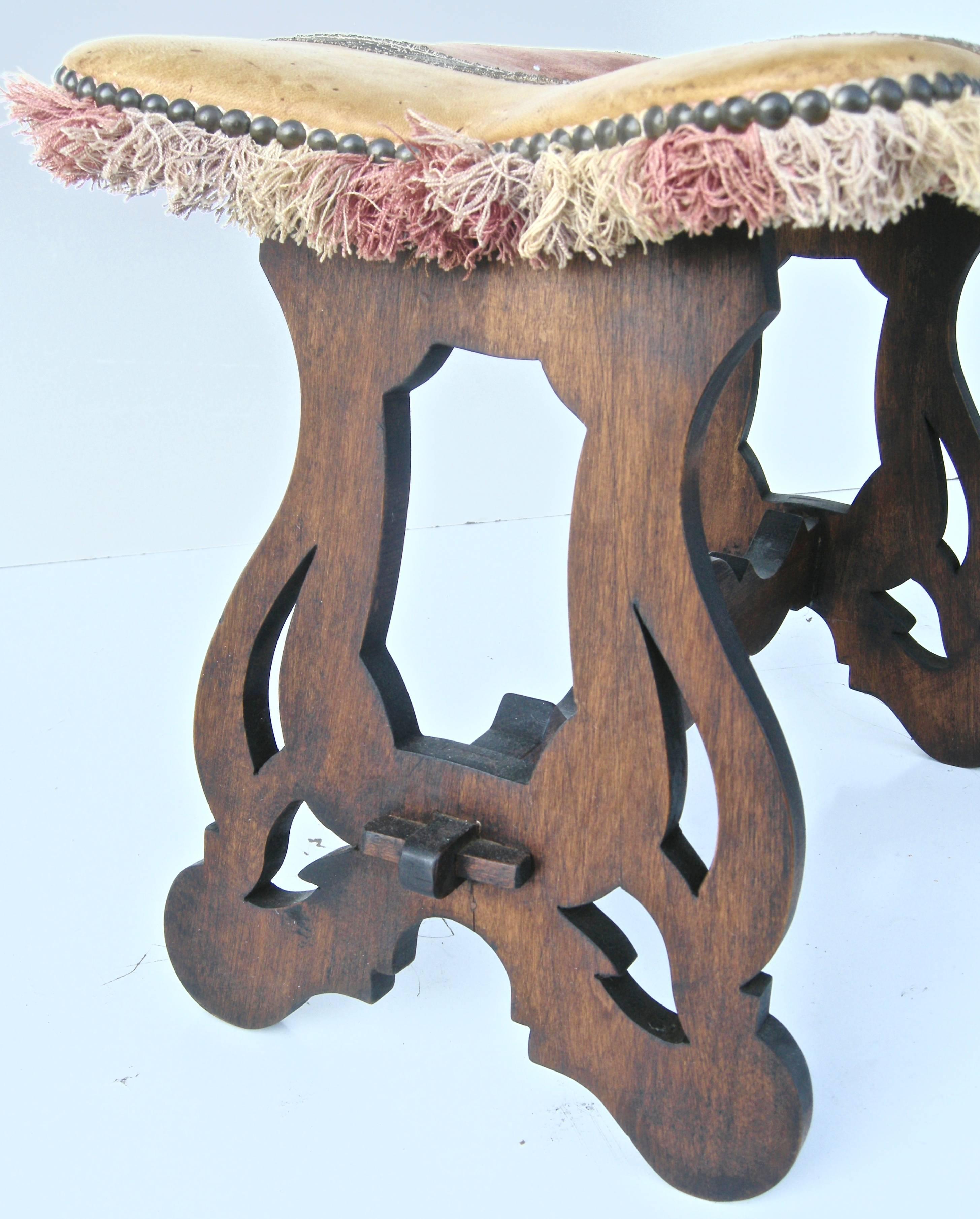 Early 20th Century Pair of Petite Spanish Stools For Sale