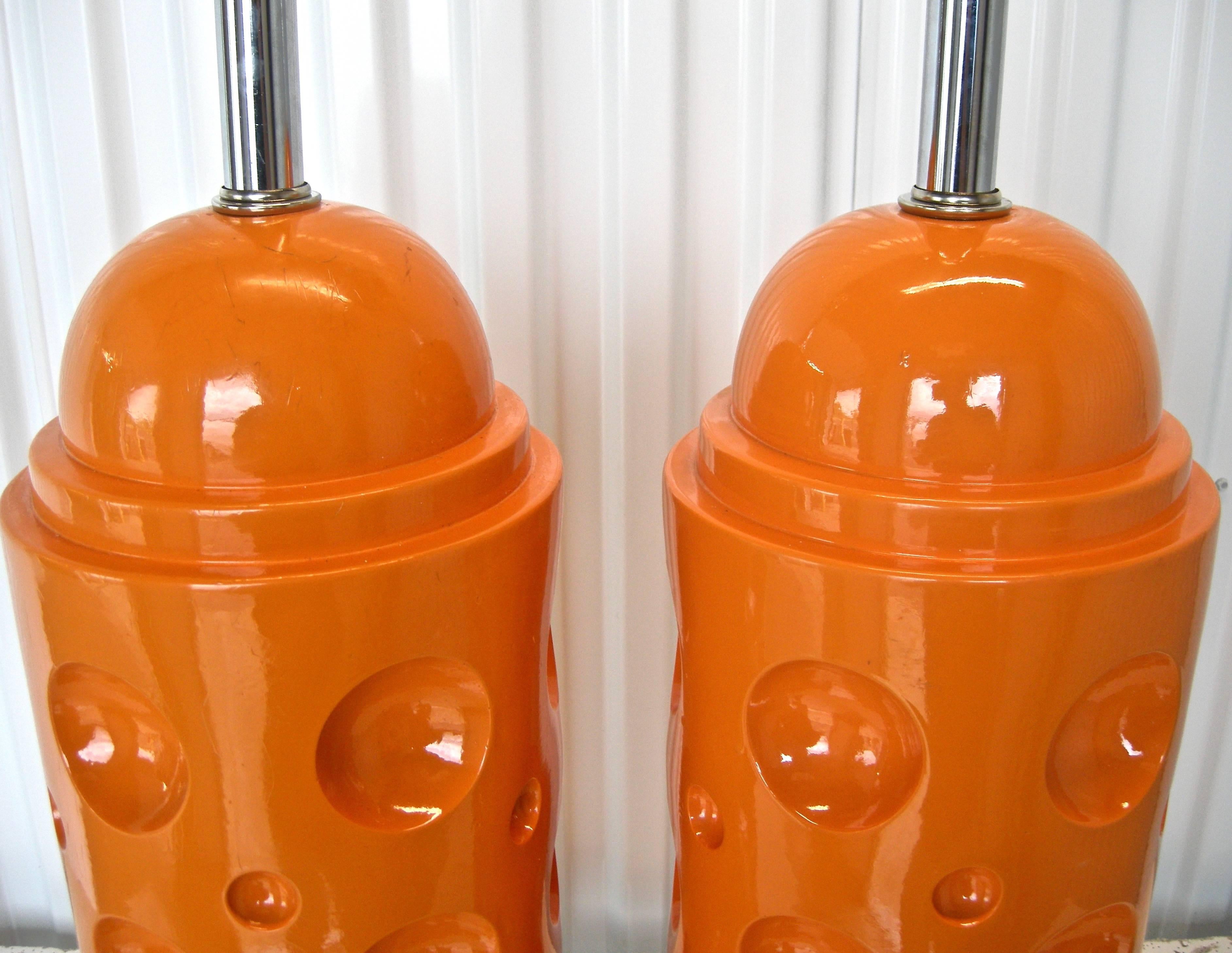 Vivid Pair of Tangerine Lights In Good Condition For Sale In Cincinnati, OH