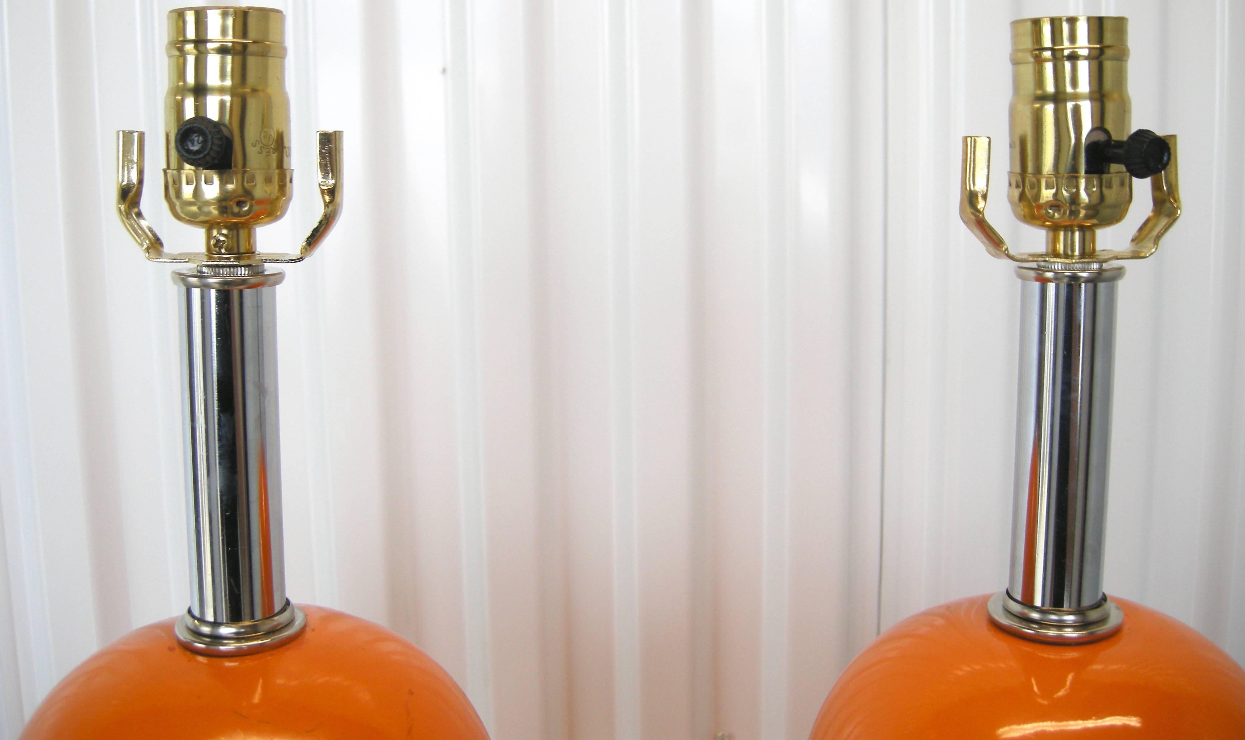 Mid-20th Century Vivid Pair of Tangerine Lights For Sale