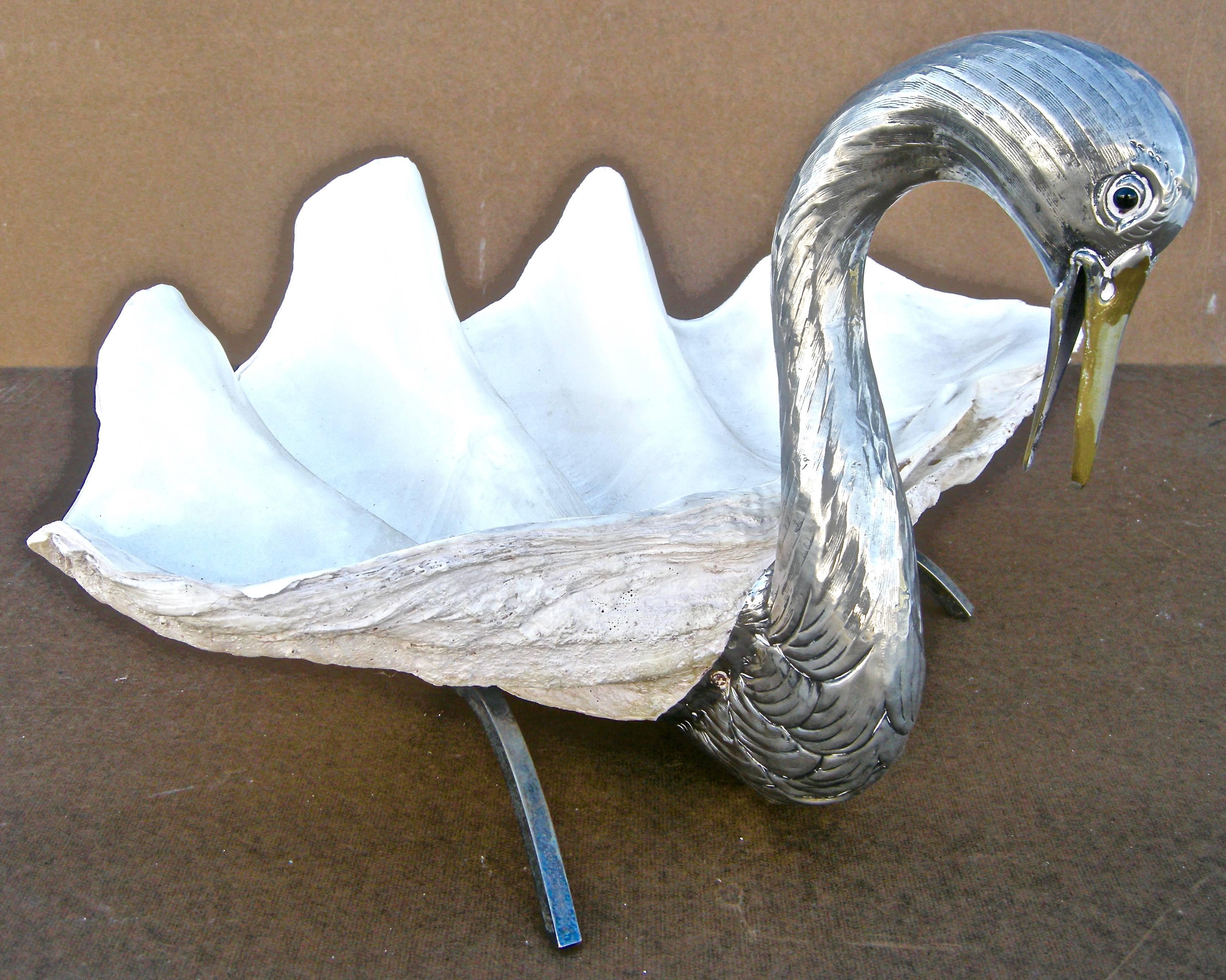 Italian Modernistic Clam Shell Swan For Sale