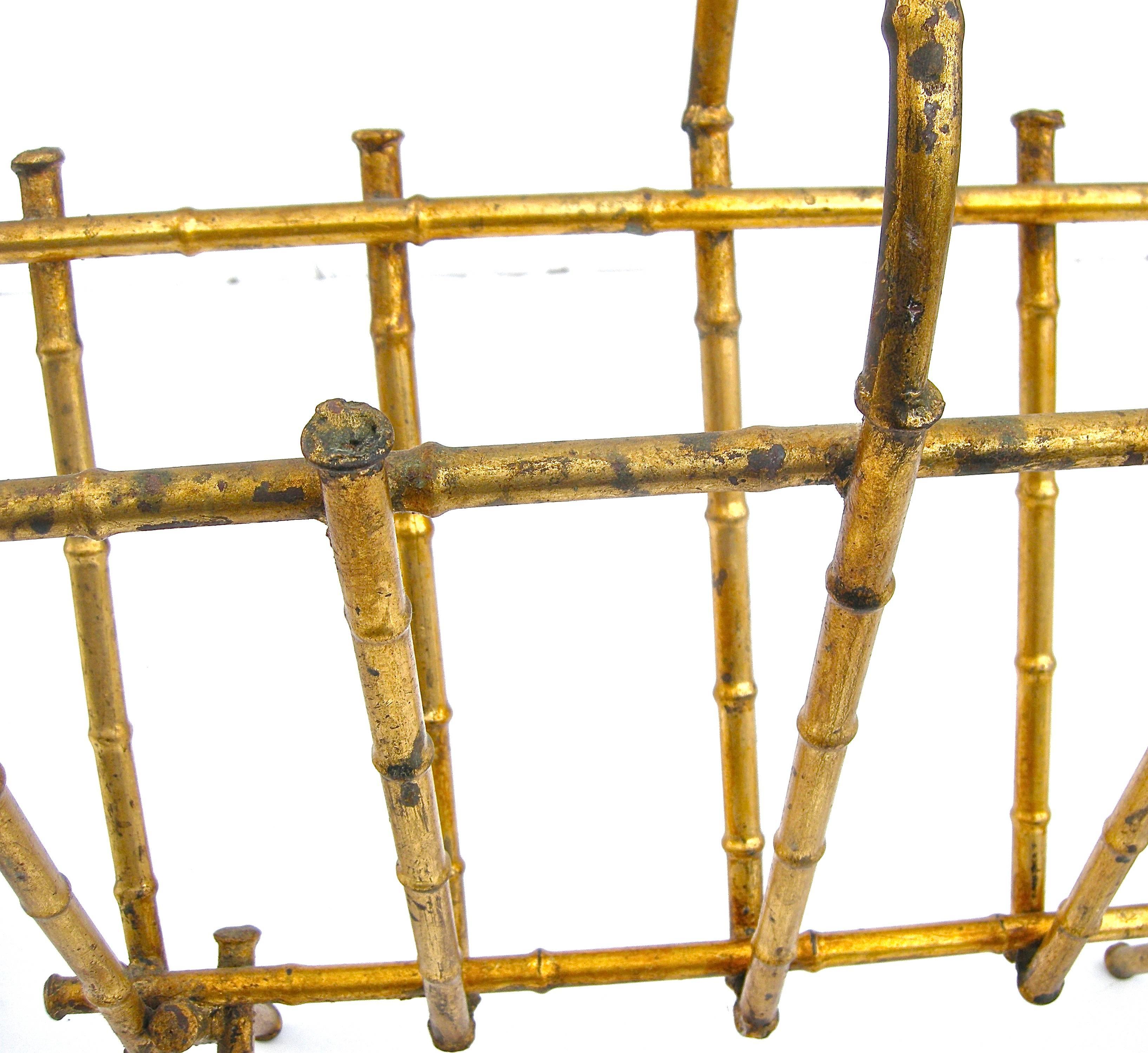 Mid-20th Century Gilt Bamboo Periodicals Holder For Sale