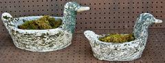 French Faux Bois-Style Duck Planters