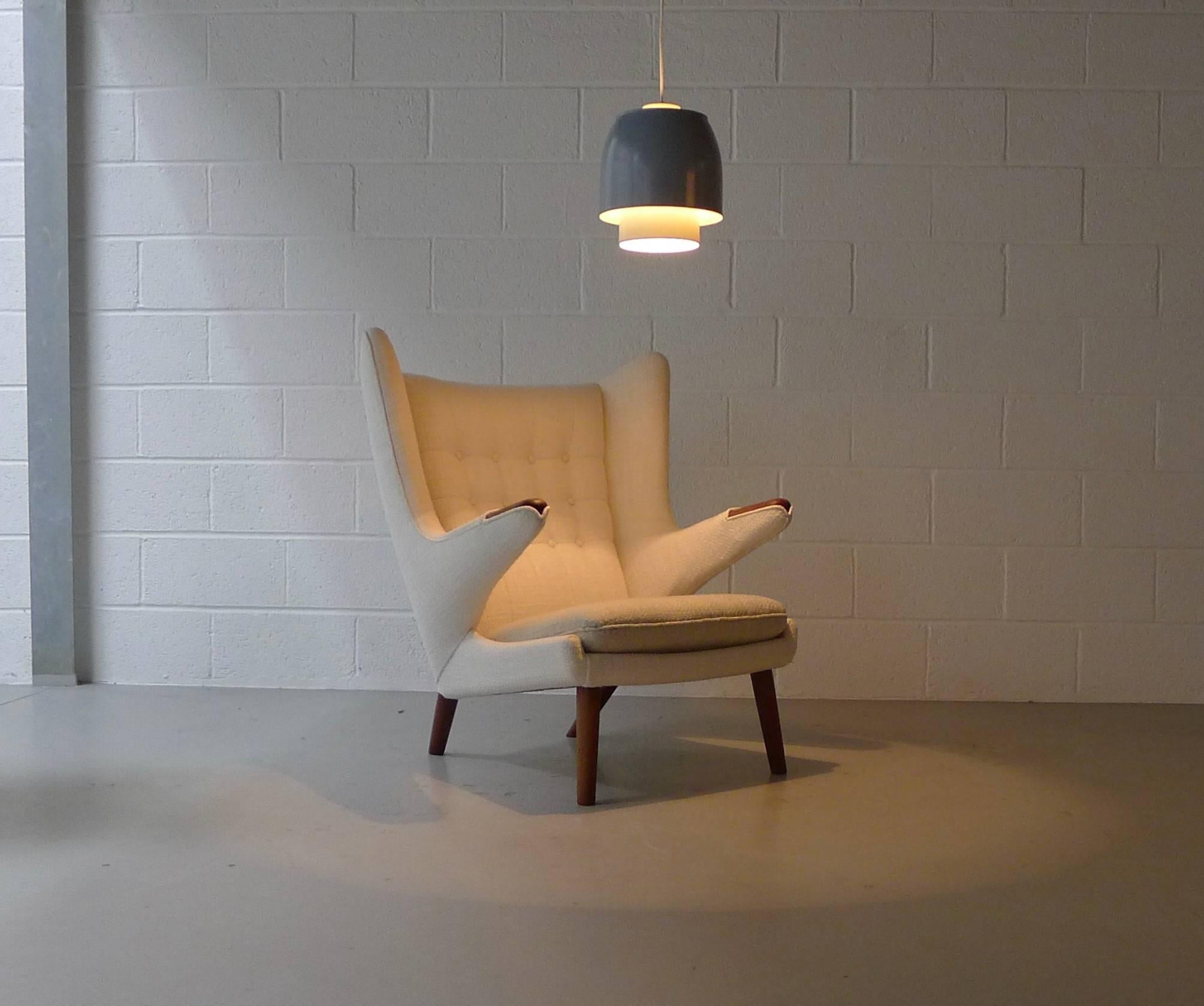 Hans Wegner for A P Stolen, Denmark, 1951. A Papa Bear armchair, model AP-19. Sympathetically reupholstered in Kirkby design 