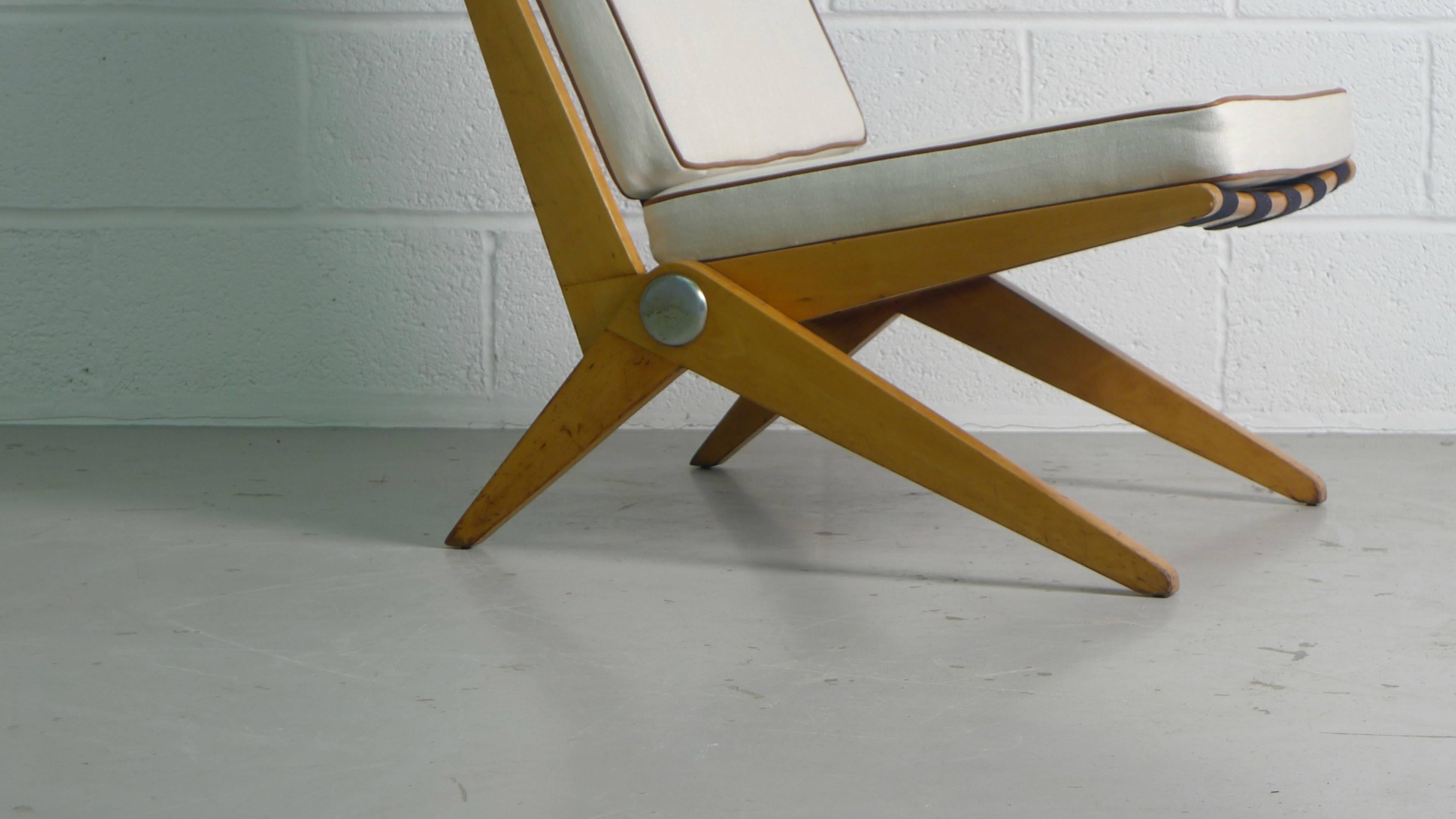 Mid-Century Modern Pierre Jeanneret Scissor Chair, Early Knoll Label