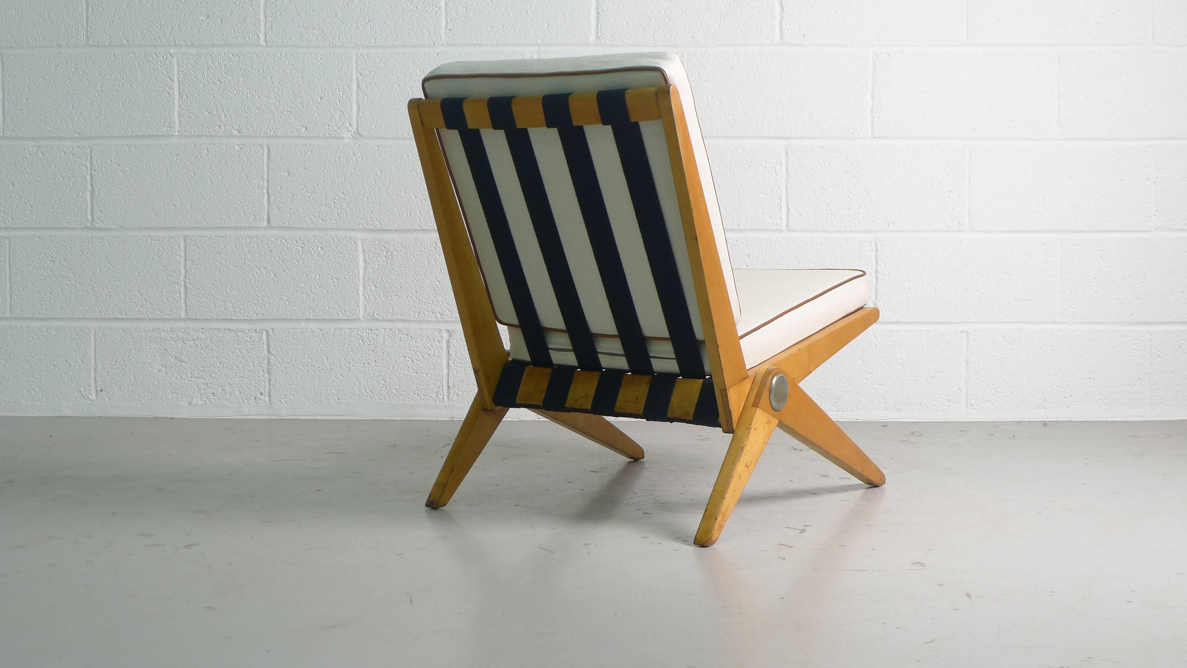 Pierre Jeanneret Scissor Chair, Early Knoll Label 2