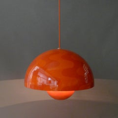 Verner Panton, Large Red Flowerpot Pendant Light, model VP2, original example