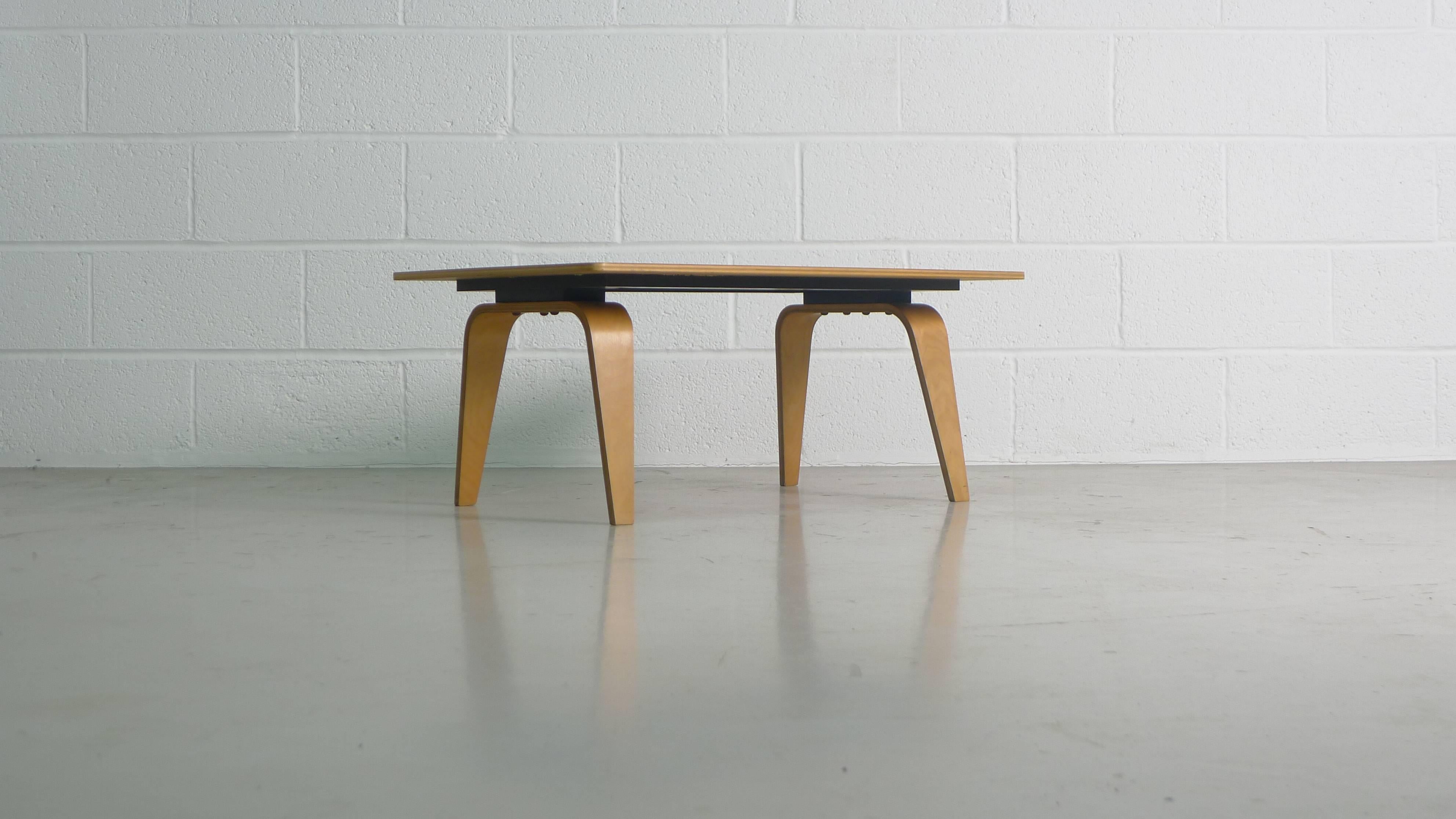 Charles & Ray Eames, USA, OTW (Occassional Table Wood), designed, circa 1946 and in production only until around 1950 this rare table has the unusual birch top in original condition. 

Stamped to the underside 