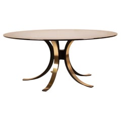 Osvaldo Borsani Round Mid Century Table Smocked Glass Tecno SPA, 1950s