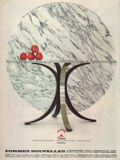 Osvaldo Borsani T69 XL Round Mid-Century Table with Smocked Glass for Tecno, 1950