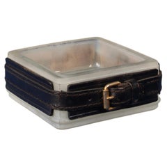 Jacques Adnet Hand-Stitched Leather Ashtray, France, 1950