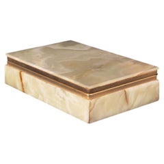 Vintage Italian Rectangular Onyx and Brass Jewelry Box with Hinged Lid, 1970s