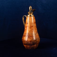 Macabo Tobacco-Coloured Parchment and Brass Thermos, Cusano Milanino, Italy 1950
