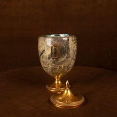 Termo «Glacette» de Macabo, en color gris pergamino y latón, Cusano Milanino, Italia, 1950