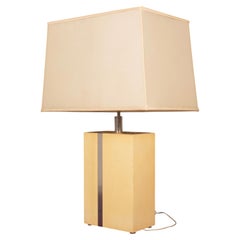 Tommaso Barbi Italian Rationalist Parchment and Metal Geometric Table Lamp