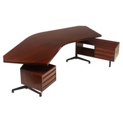 T96 Rosewood Boomerang Desk by Osvaldo Borsani for Tecno, First Edition, 1950