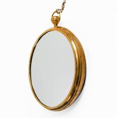 Heavy Framed Brass Mirror in the Manner of Fornasetti