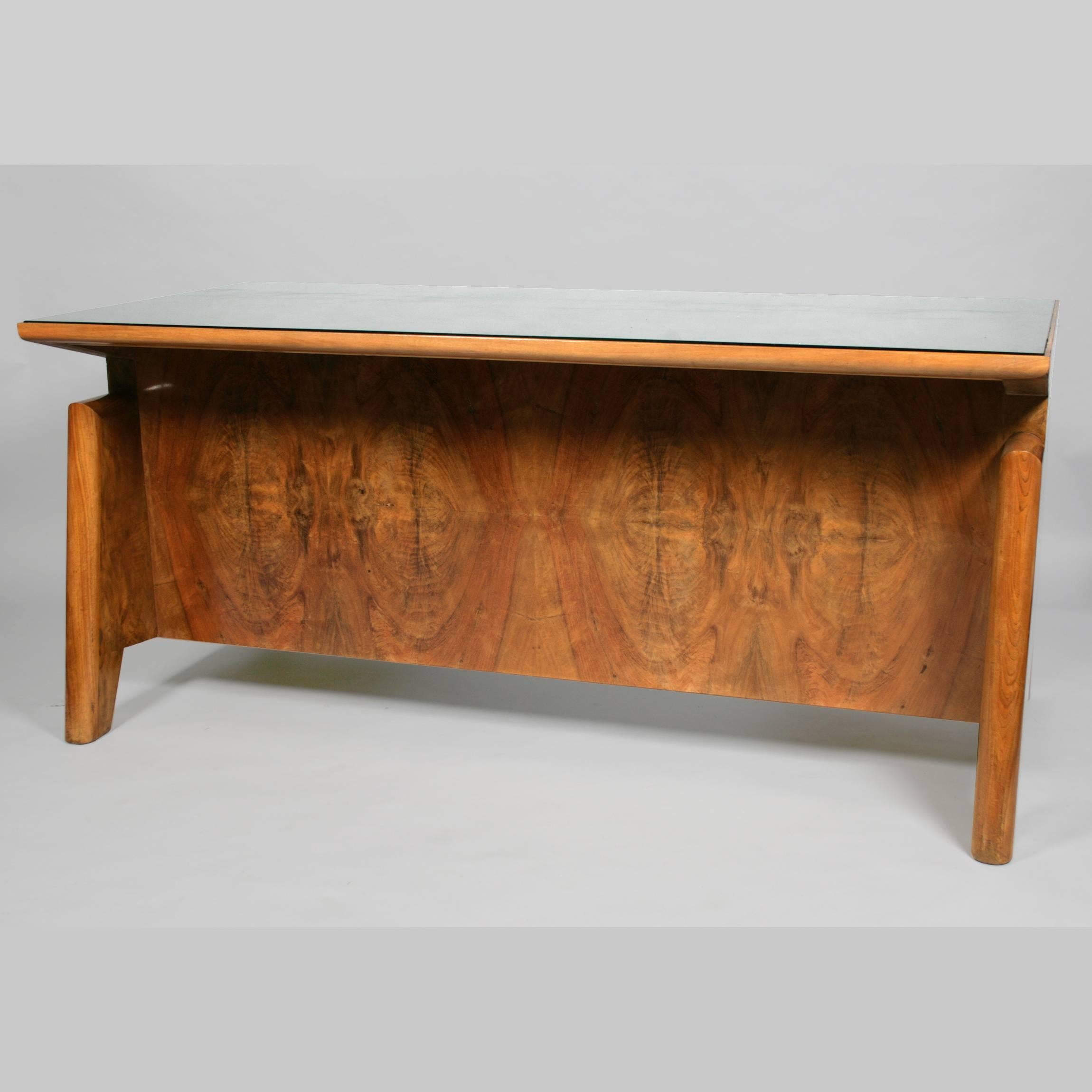 Italian Substantial Walnut Desk Attributed to Carlo di Carli For Sale