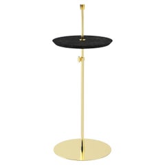 Disco Support Table Brass and Rubberized Black Cork by decarvalho atelier