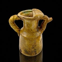 Rare 17th Century French Languedoc Yellow-Glazed Ceramic Boat Jug