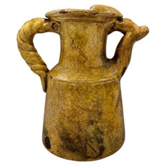 Rare 17th Century French Languedoc Yellow-Glazed Ceramic Boat Jug