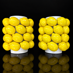 Pair of Mid-Century Italian Sicilian Ceramic Lemon Vases / Planters, circa 1970s