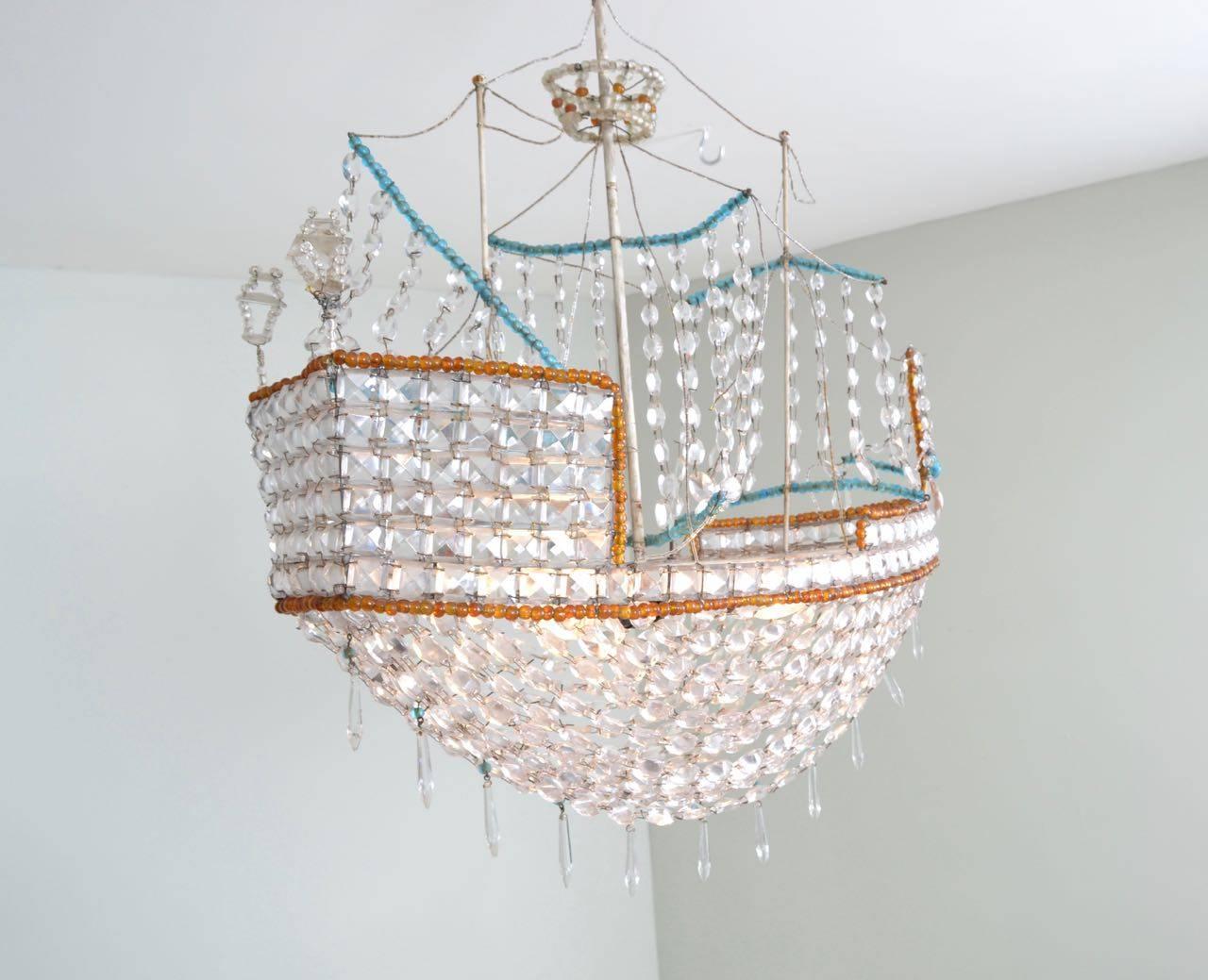 Spanish Beaded Glass Boat Chandelier