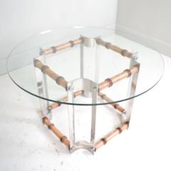 Chromed Steel and Bamboo Dining Table, France, circa 1970