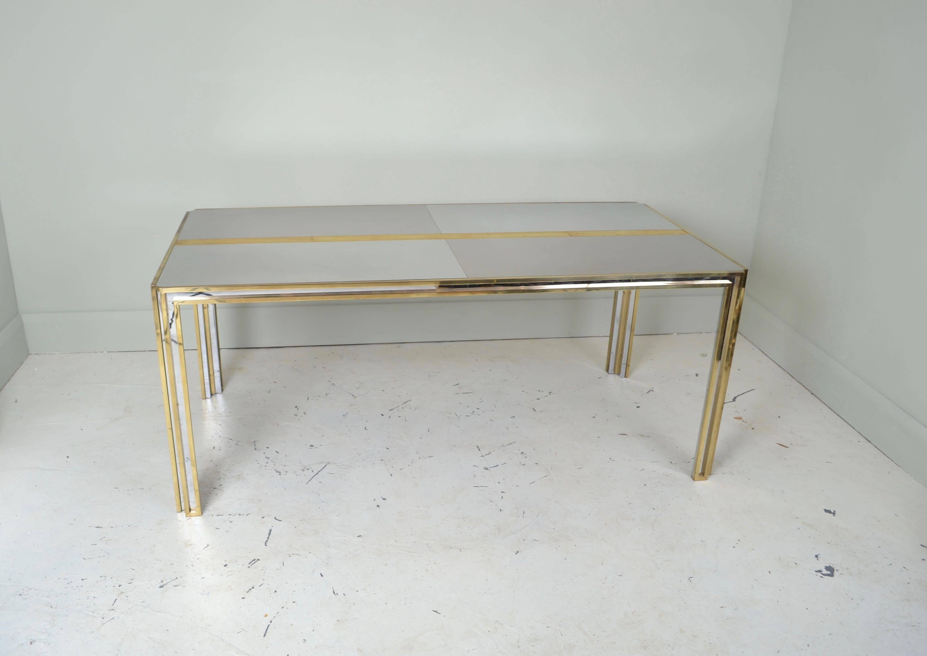 Mid-Century Modern Steel and Brass Table Italy, circa 1970