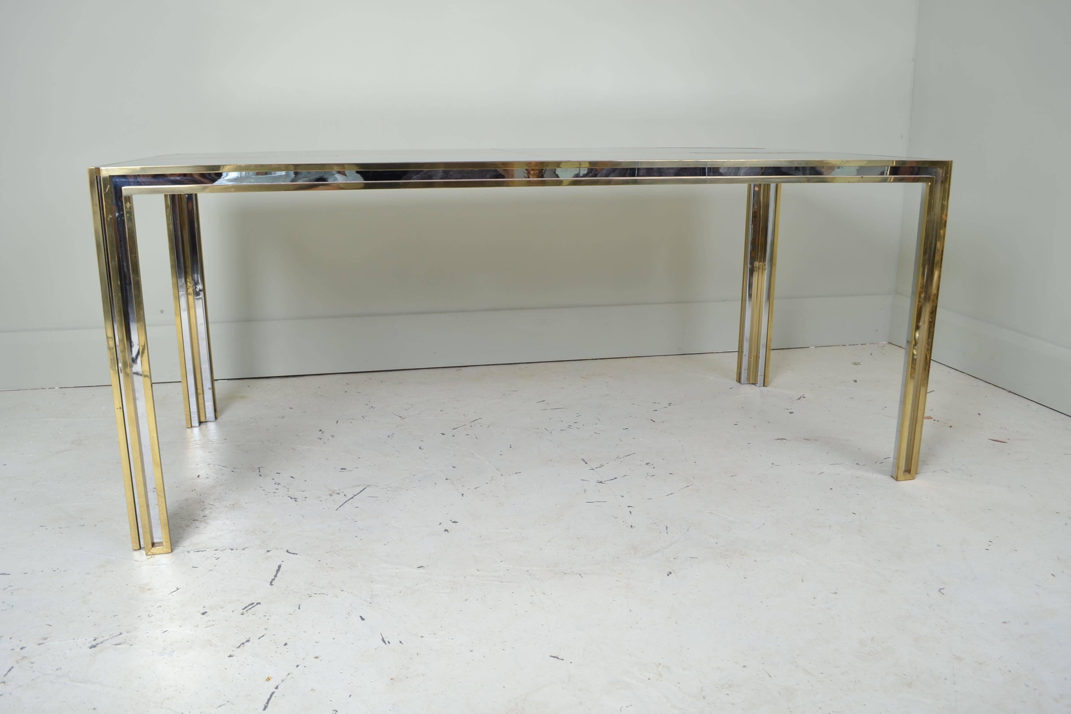 Steel and Brass Table Italy, circa 1970 In Good Condition In Wargrave, Berkshire
