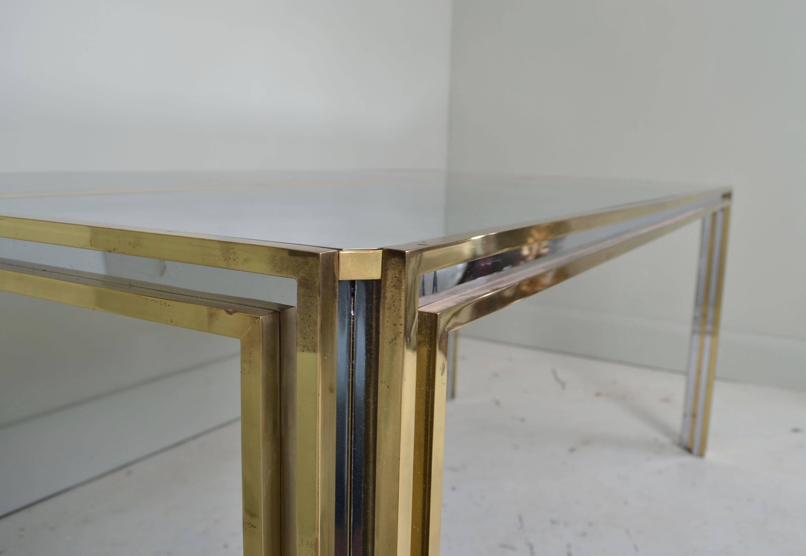 Steel and Brass Table Italy, circa 1970 1