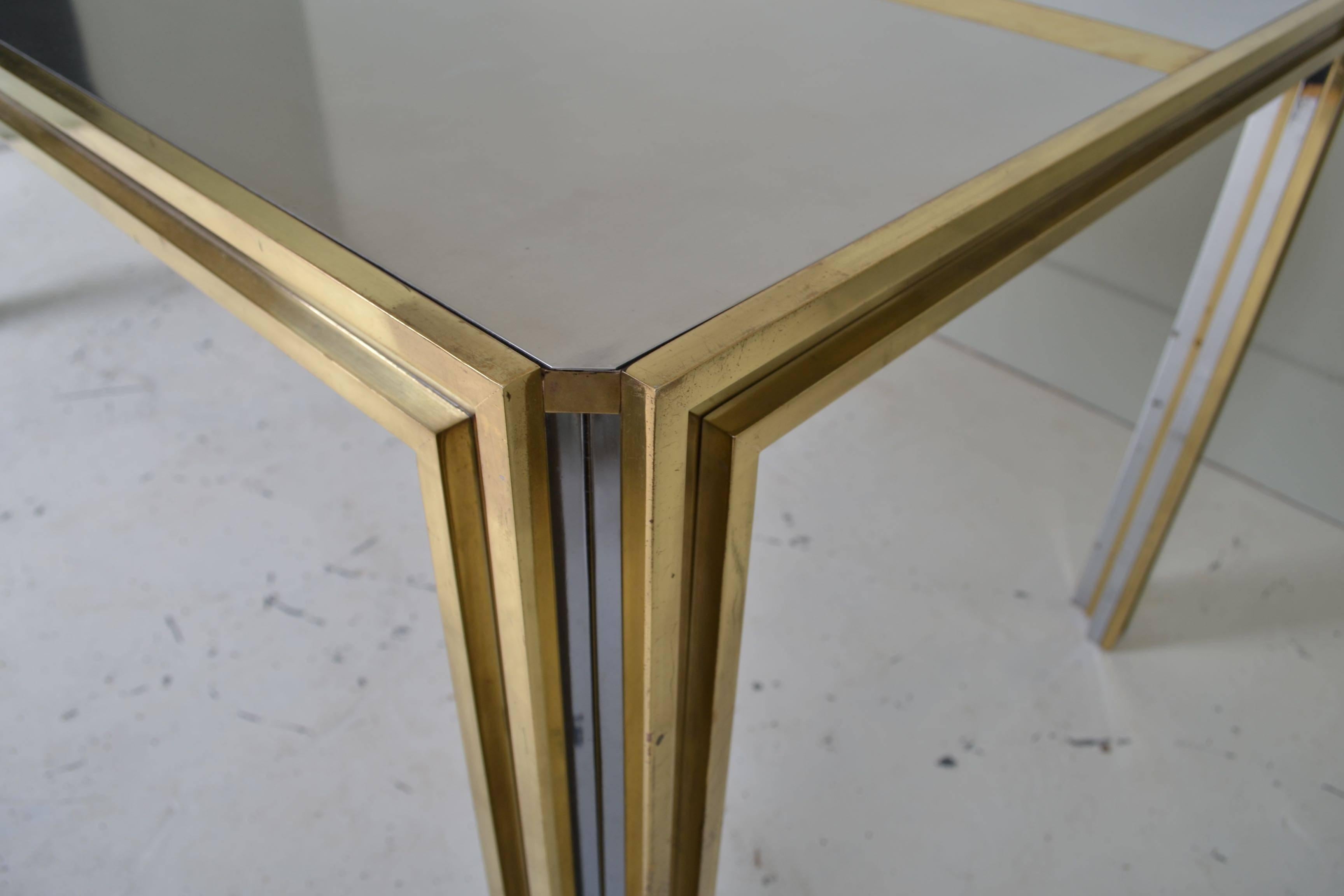Steel and Brass Table Italy, circa 1970 2