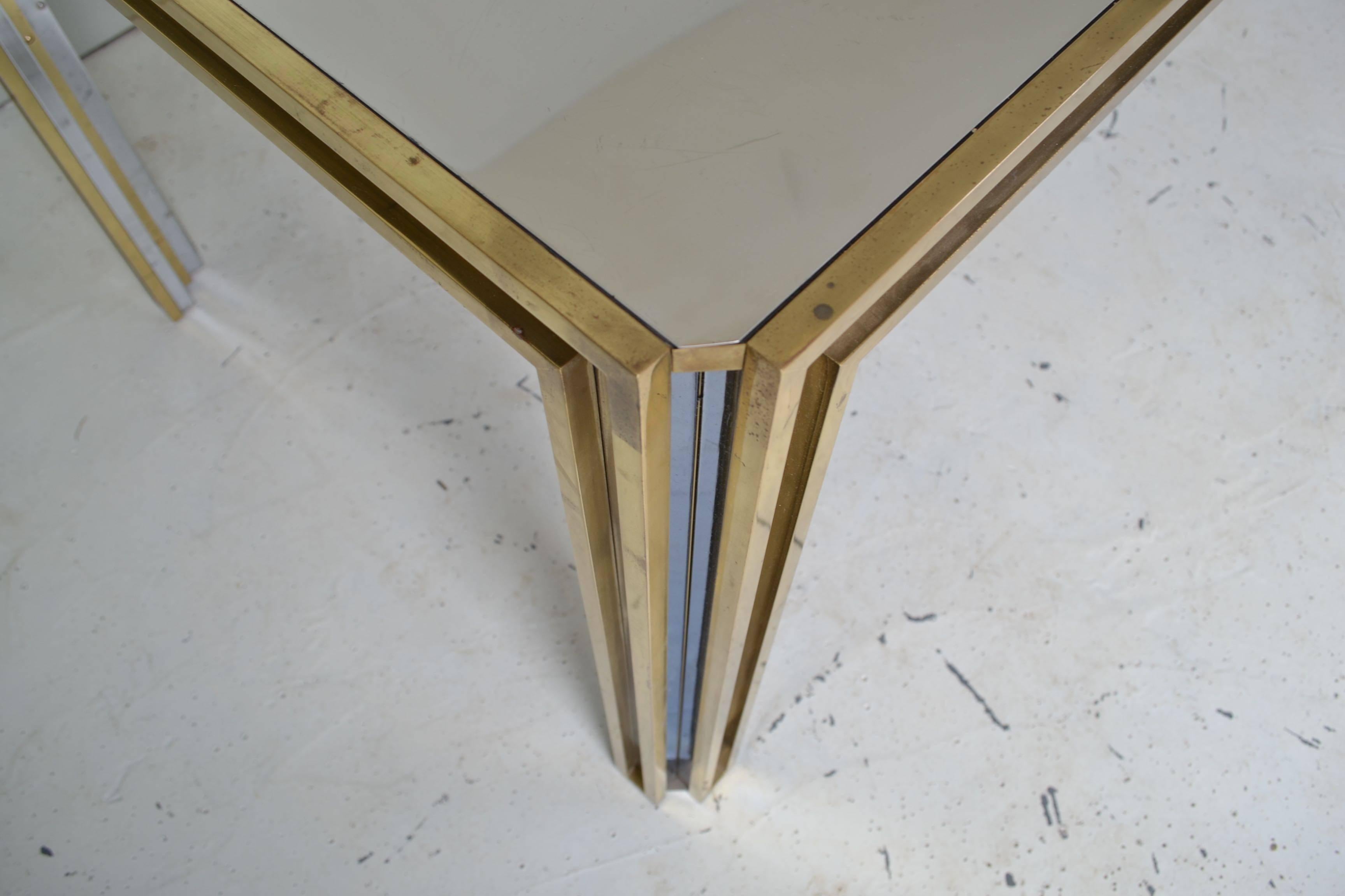 Steel and Brass Table Italy, circa 1970 3