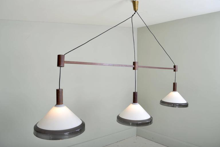 Architectural Three Light Ceiling Pendant Italy Circa 1960