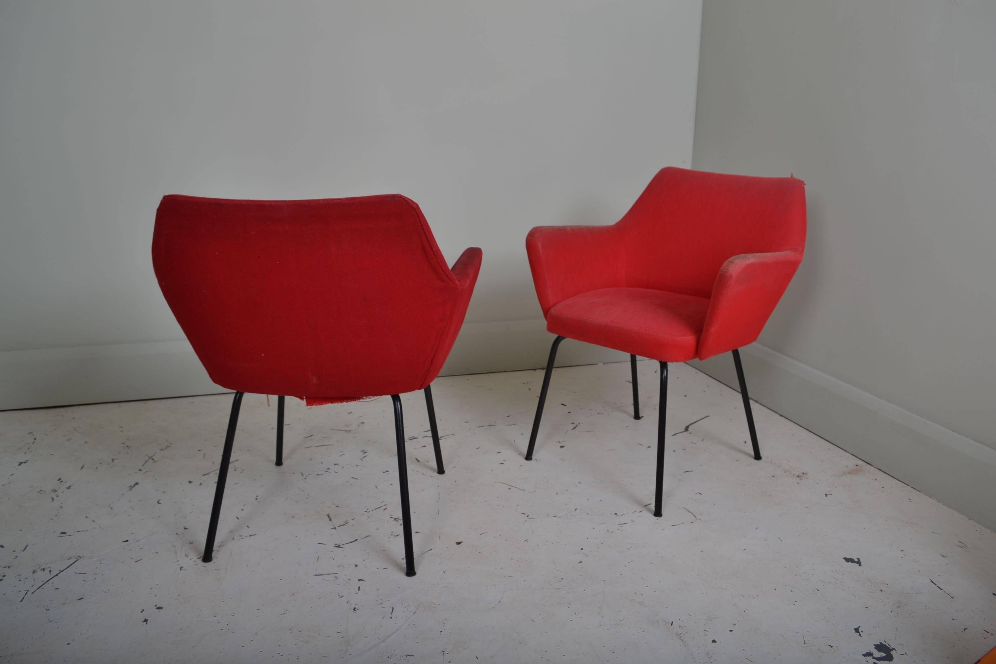 Mid-Century Modern Pair of 1950s Italian Chairs For Sale