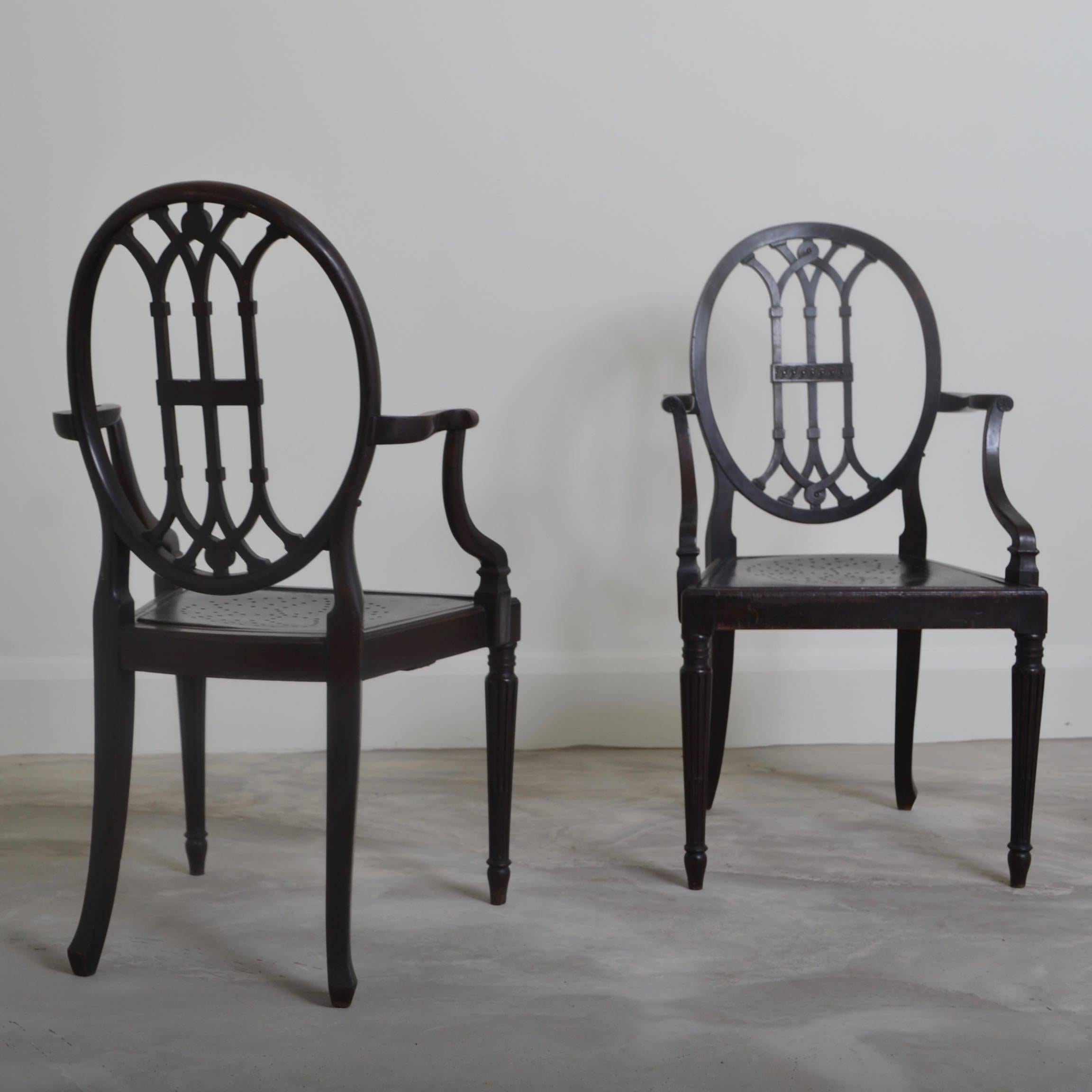 Aesthetic Movement Pair of Chairs from a Yacht , circa 1910 For Sale