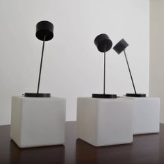 Set of Three Milk Glass Ceiling Lights, Italy, circa 1950