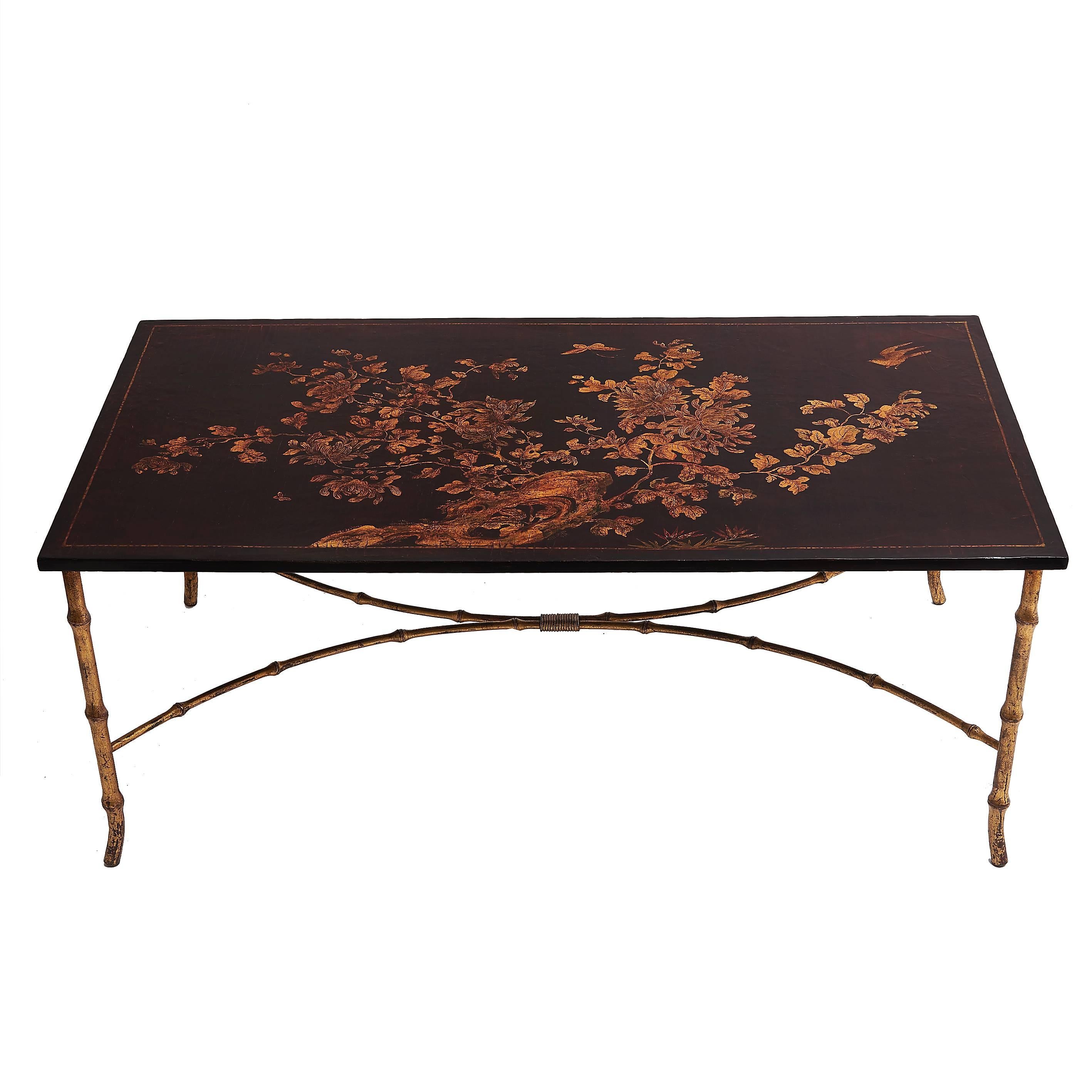 French Chinoiserie Lacquered Coffee Table, circa 1950