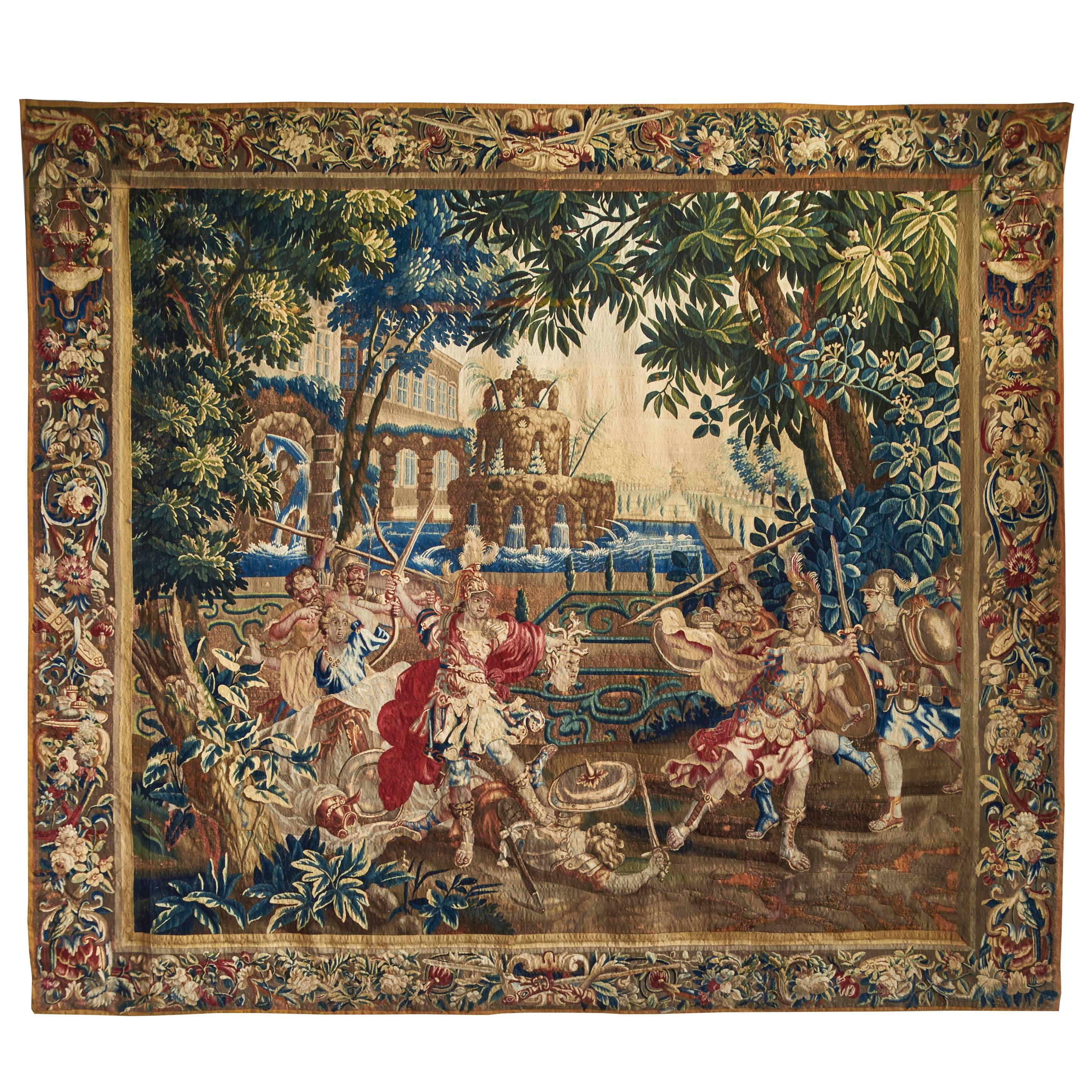 Flemish Mythological Tapestry of Perseus with the Head of Medusa