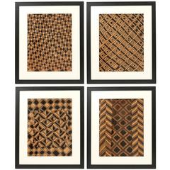 Set of Four Kuba Cloth Framed Panels, 20th Century 8