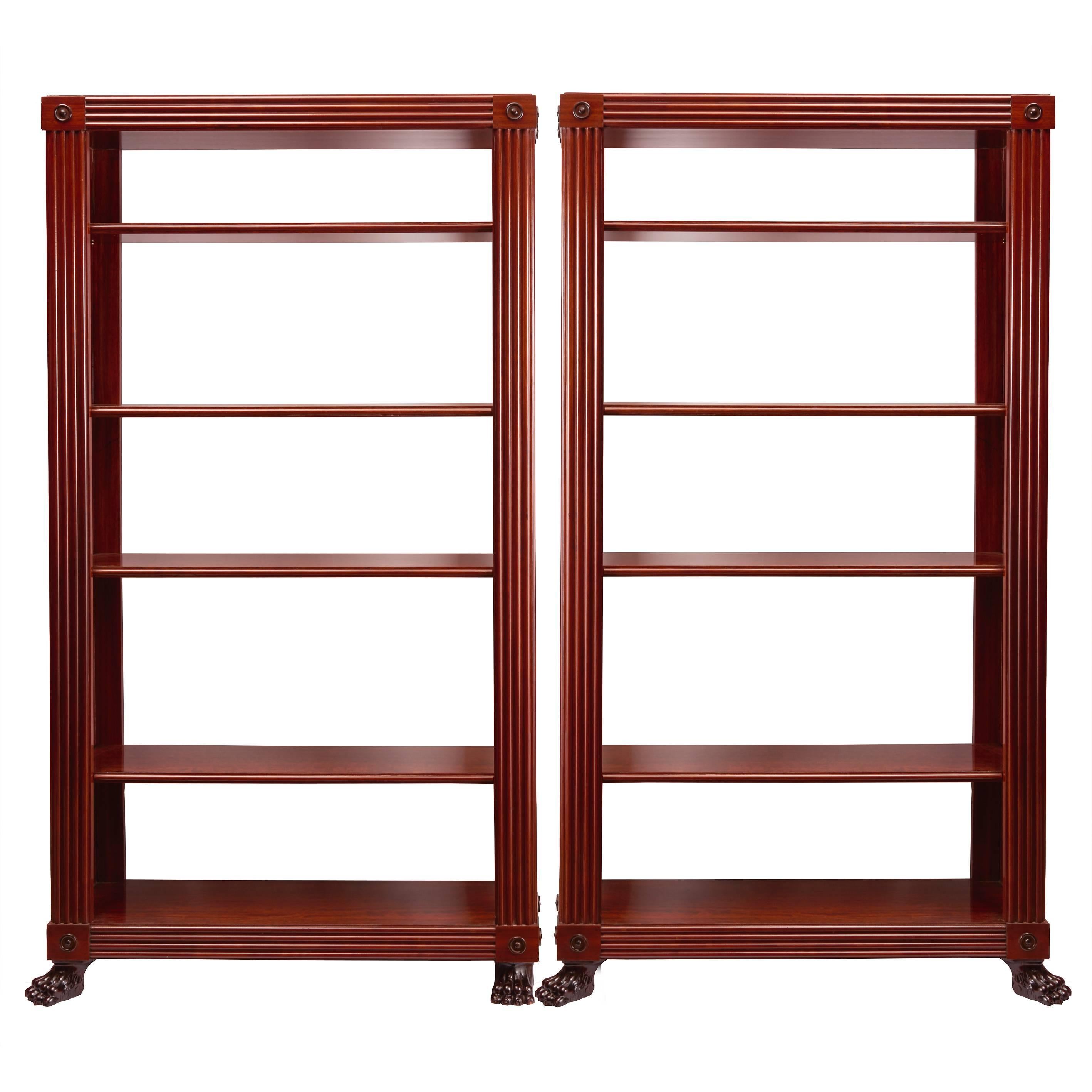 Pair of Regency Style Neoclassical Mahogany Shelves, circa 1950 For Sale