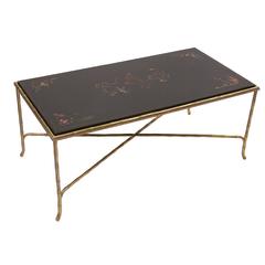 French Bagues Style Chinoiserie Coffee Table, circa 1950